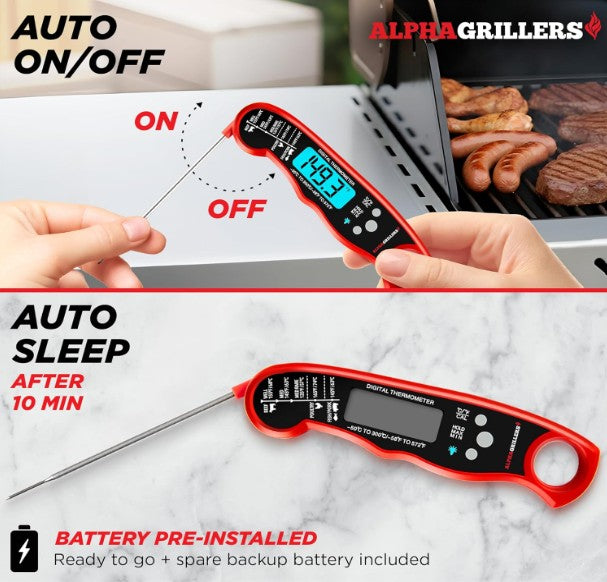 Meat Thermometer Digital – Instant Read Food Thermometer for Cooking & Grilling – Professional Kitchen Gift for Men, Dad & Mom